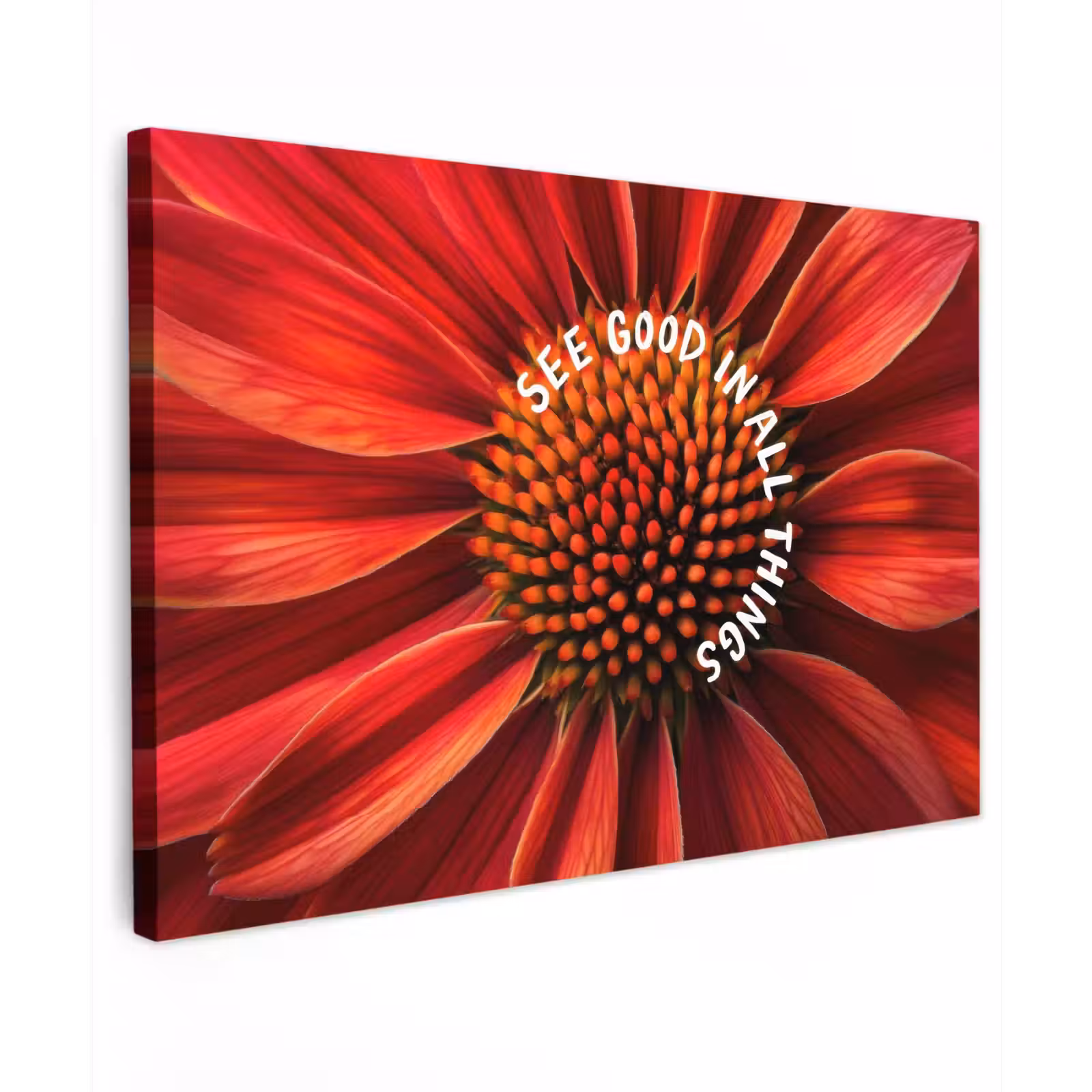 Canvas schilderij - Close up - Bloem - Quote - Rood — 1
