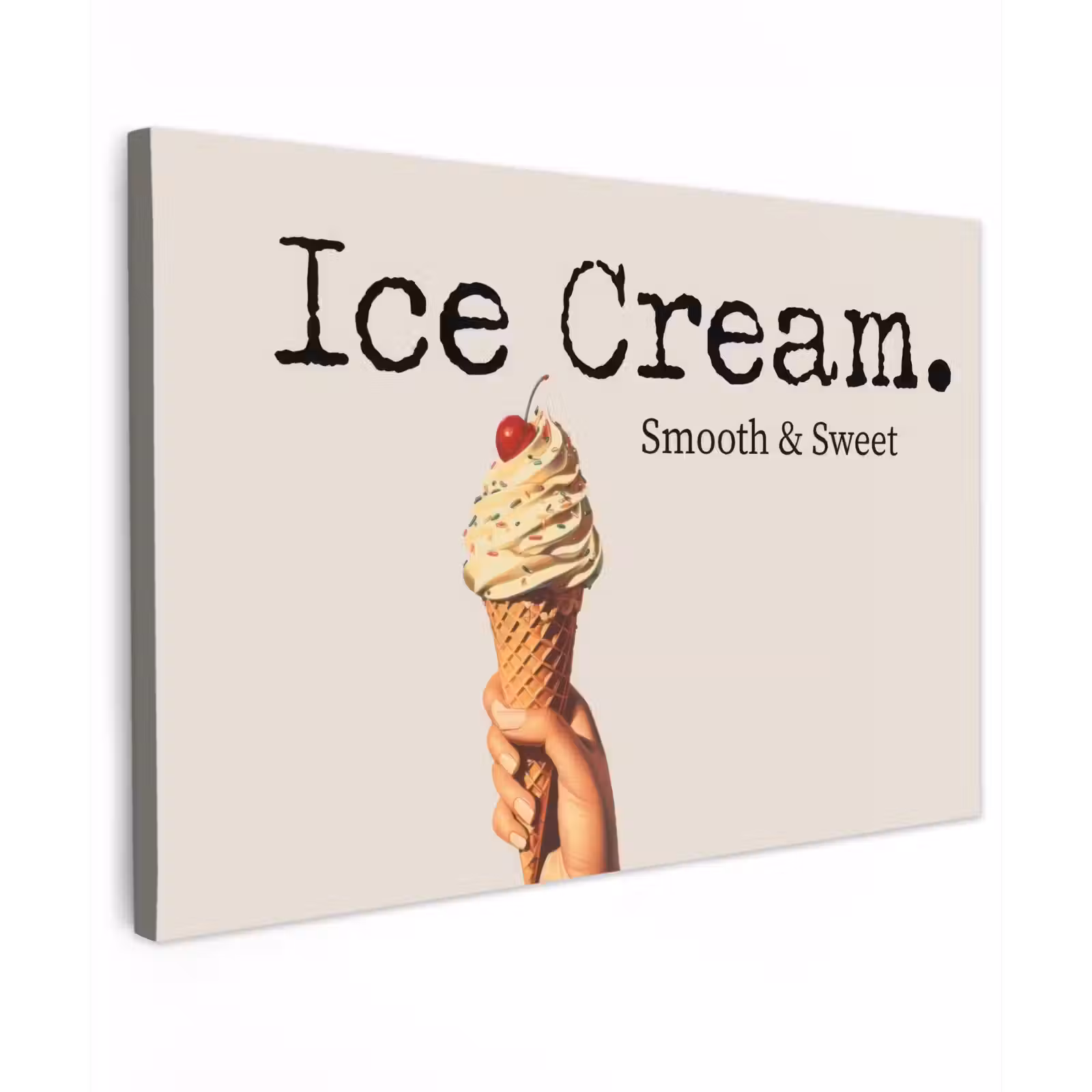 Canvas schilderij - Ice cream - Softijs - Kleurrijk - Kers — 1