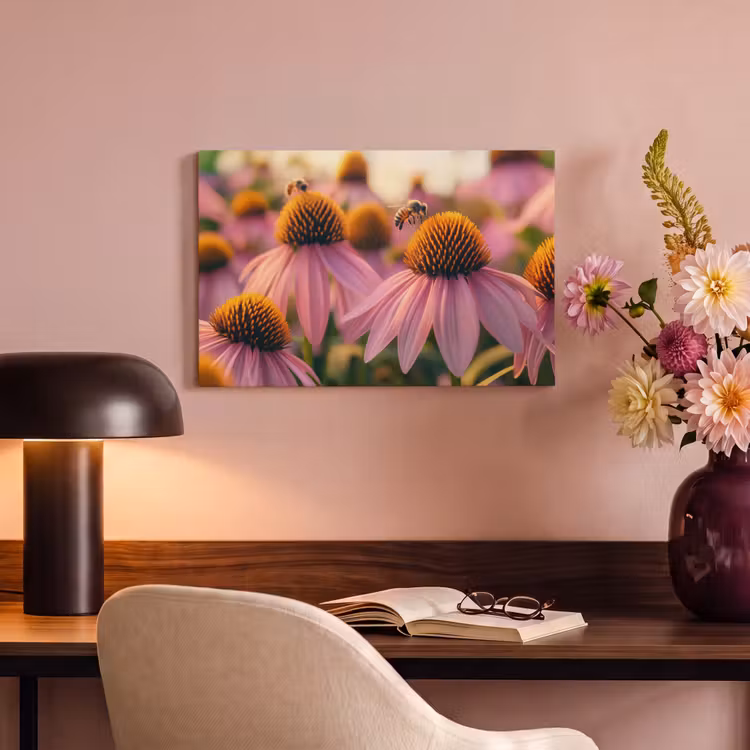 Canvas schilderij - Bloemen - Paars - Bijen — 6