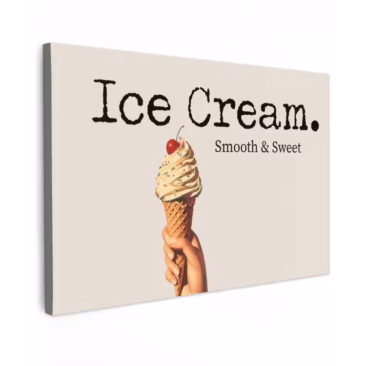 Canvas schilderij - Ice cream - Softijs - Kleurrijk - Kers — 1