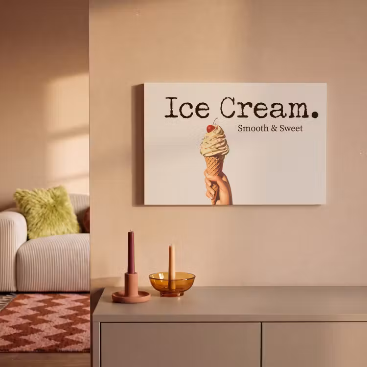 Canvas schilderij - Ice cream - Softijs - Kleurrijk - Kers — 2