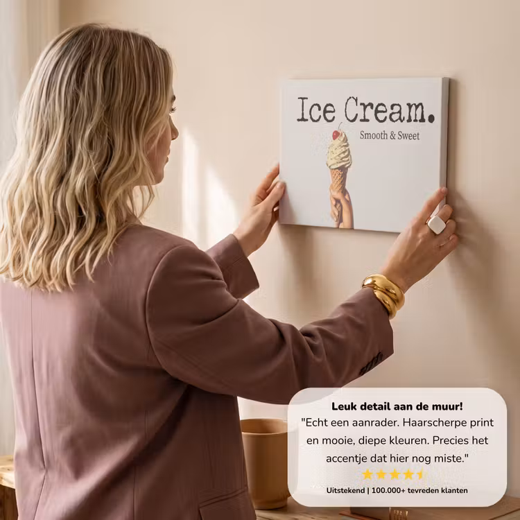 Canvas schilderij - Ice cream - Softijs - Kleurrijk - Kers — 3