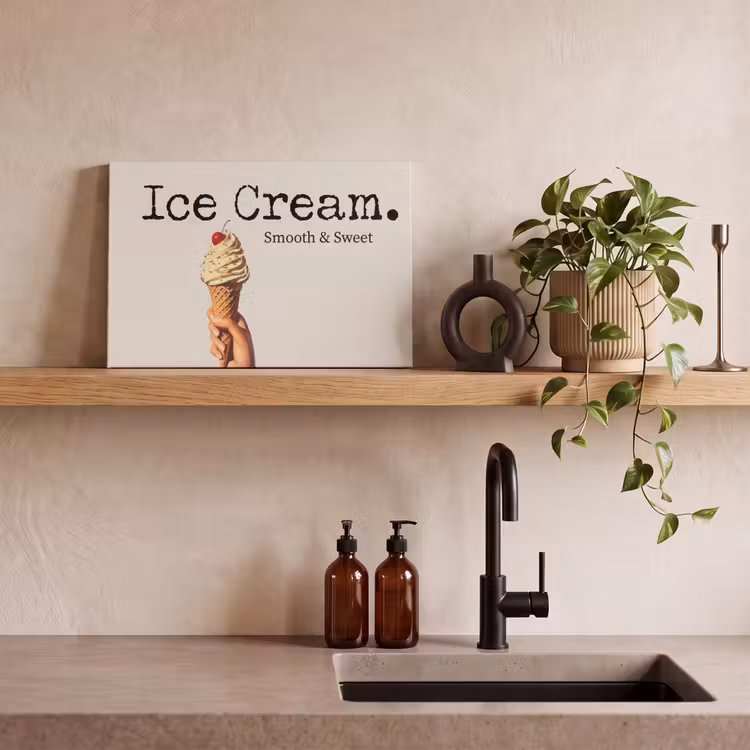 Canvas schilderij - Ice cream - Softijs - Kleurrijk - Kers — 4