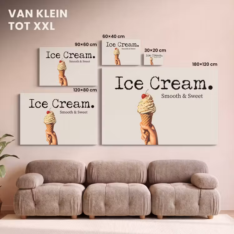 Canvas schilderij - Ice cream - Softijs - Kleurrijk - Kers — 7