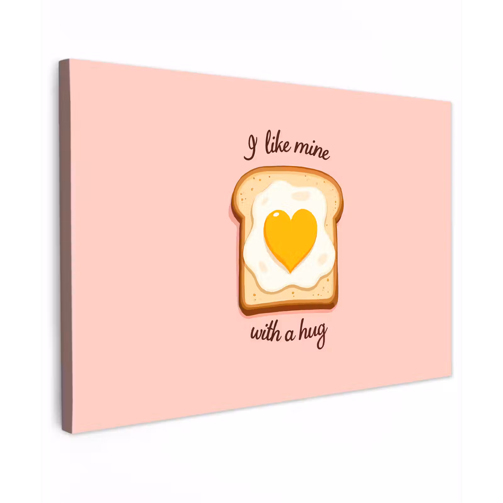Canvas schilderij - Brood - Illustratie - Quote - Roze — 1