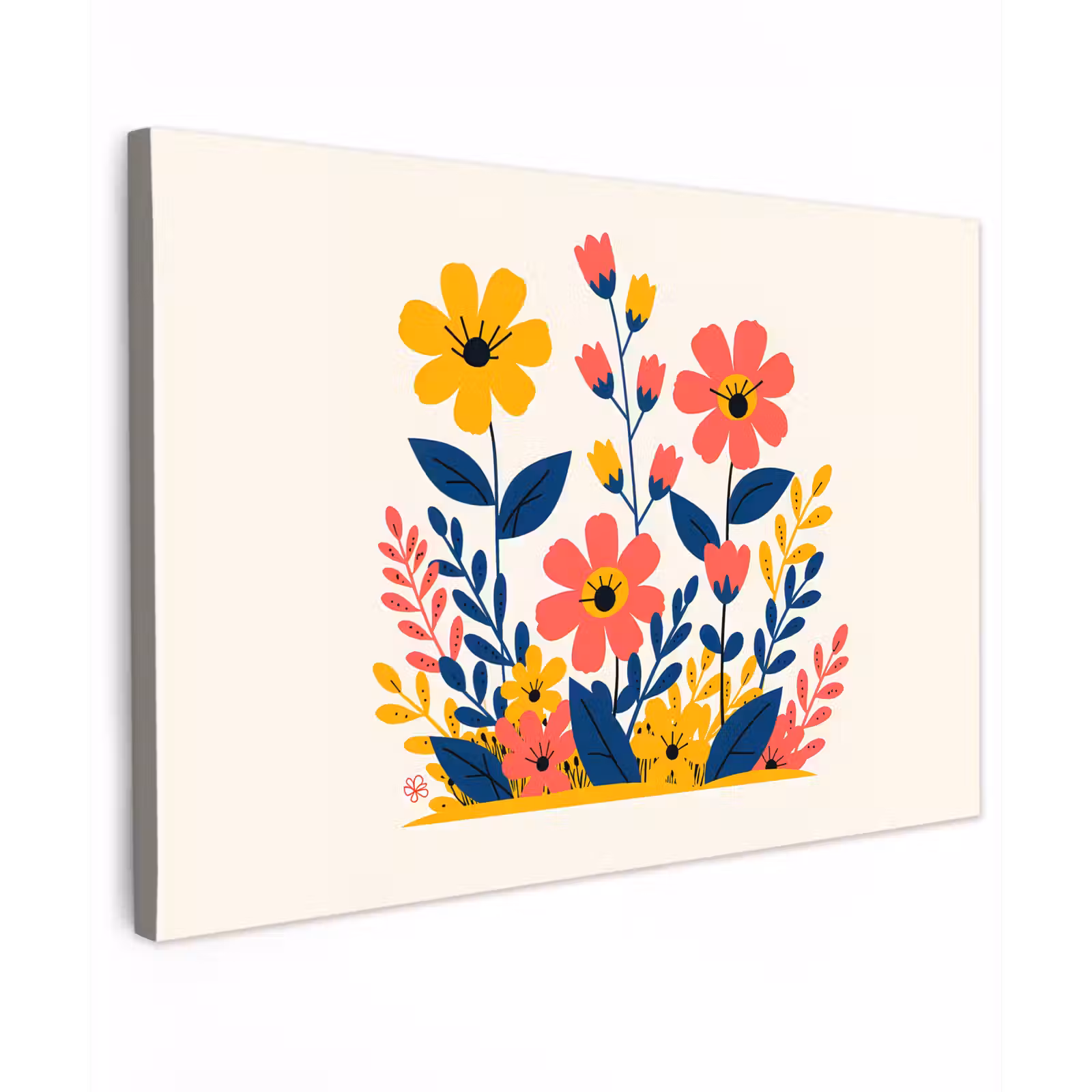 Canvas schilderij - Illustratie - Bloemen - Bladeren - Roze — 1
