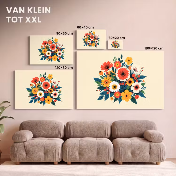 Canvas schilderij - Boeket - Bladeren - Illustratie - Kleurrijk — 7
