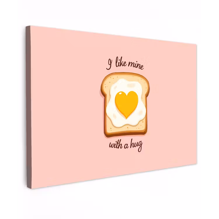 Canvas schilderij - Brood - Illustratie - Quote - Roze — 1