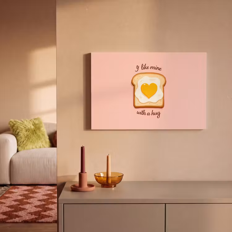 Canvas schilderij - Brood - Illustratie - Quote - Roze — 2