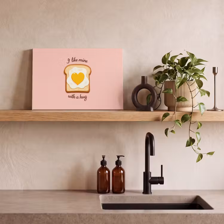 Canvas schilderij - Brood - Illustratie - Quote - Roze — 4