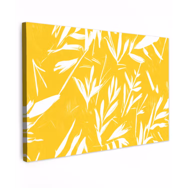 Canvas schilderij - Abstract - Bladeren - Geel - Penseelstreken — 1
