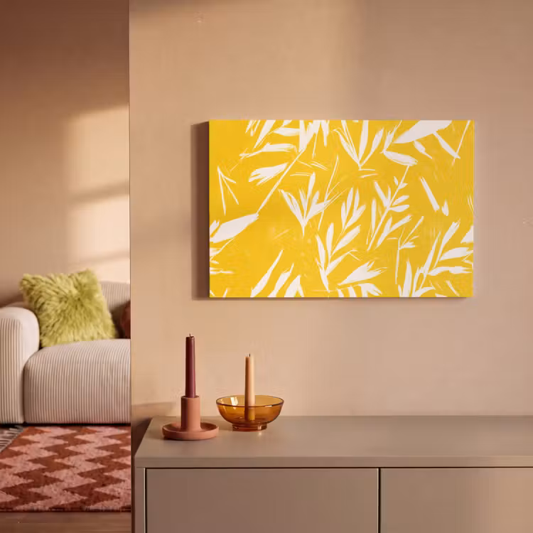Canvas schilderij - Abstract - Bladeren - Geel - Penseelstreken — 2