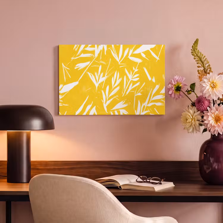 Canvas schilderij - Abstract - Bladeren - Geel - Penseelstreken — 6