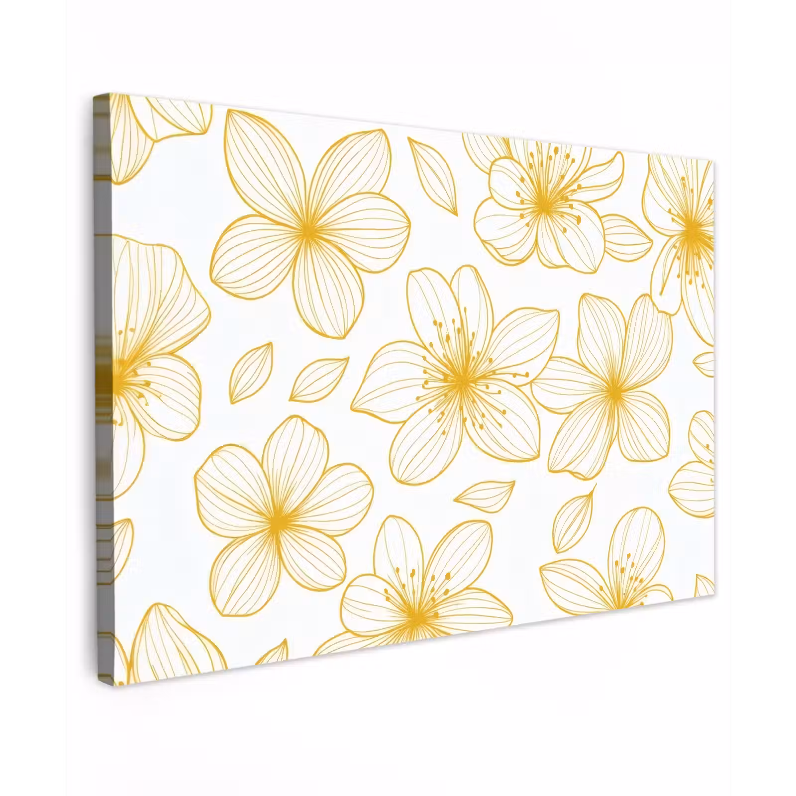 Canvas schilderij - Bloemen - Patroon - Illustratie - Geel — 1