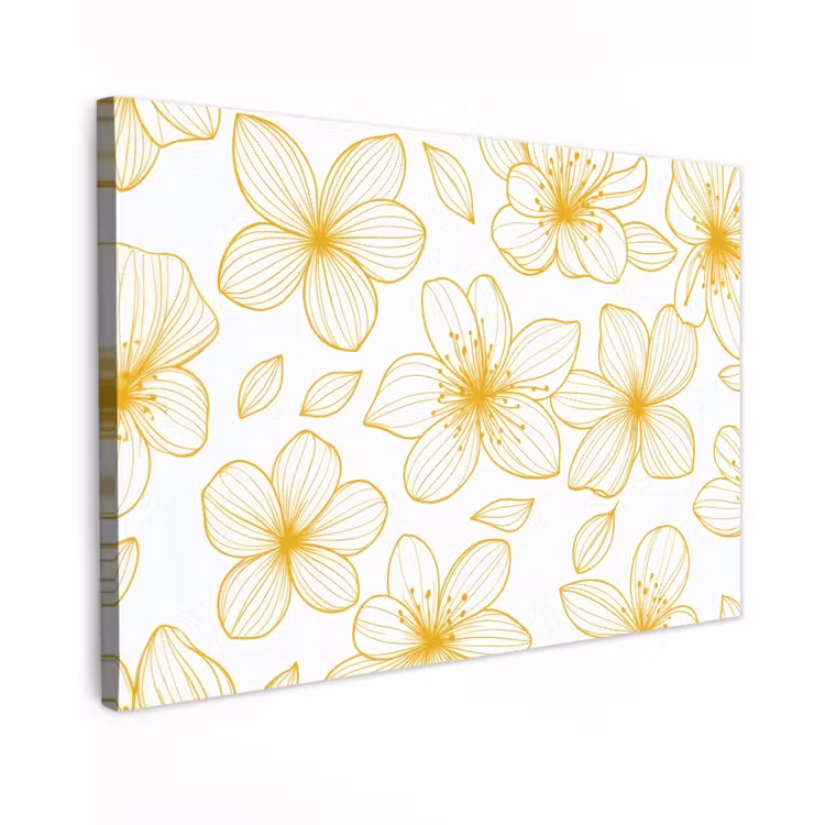 Canvas schilderij - Bloemen - Patroon - Illustratie - Geel — 1