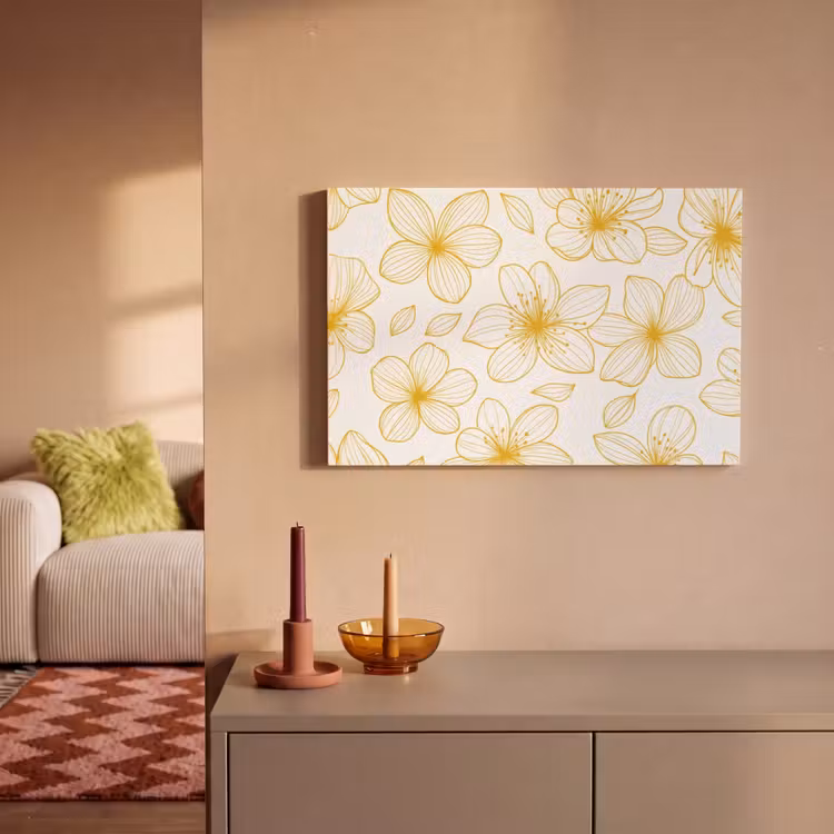 Canvas schilderij - Bloemen - Patroon - Illustratie - Geel — 2