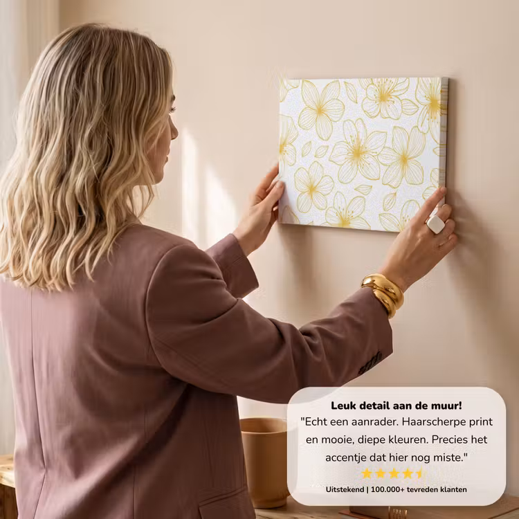 Canvas schilderij - Bloemen - Patroon - Illustratie - Geel — 3
