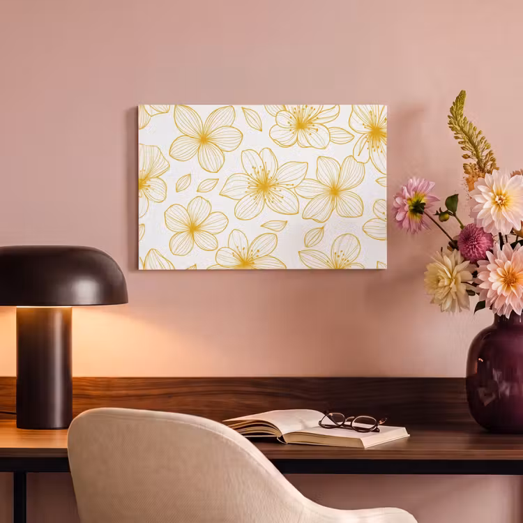 Canvas schilderij - Bloemen - Patroon - Illustratie - Geel — 6