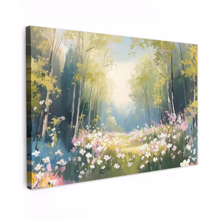 Canvas schilderij - Bos - Schilderstijl - Kleurrijk — 1