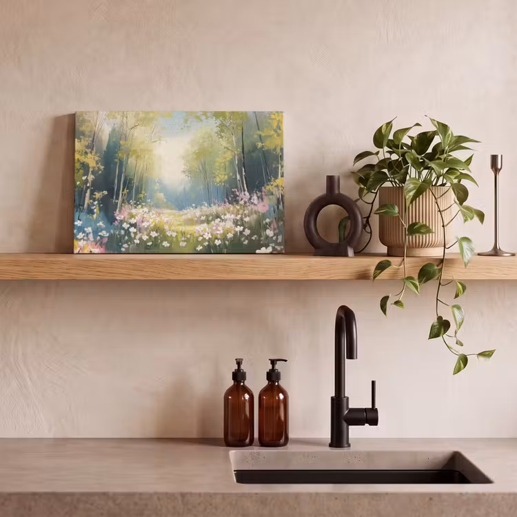 Canvas schilderij - Bos - Schilderstijl - Kleurrijk — 4