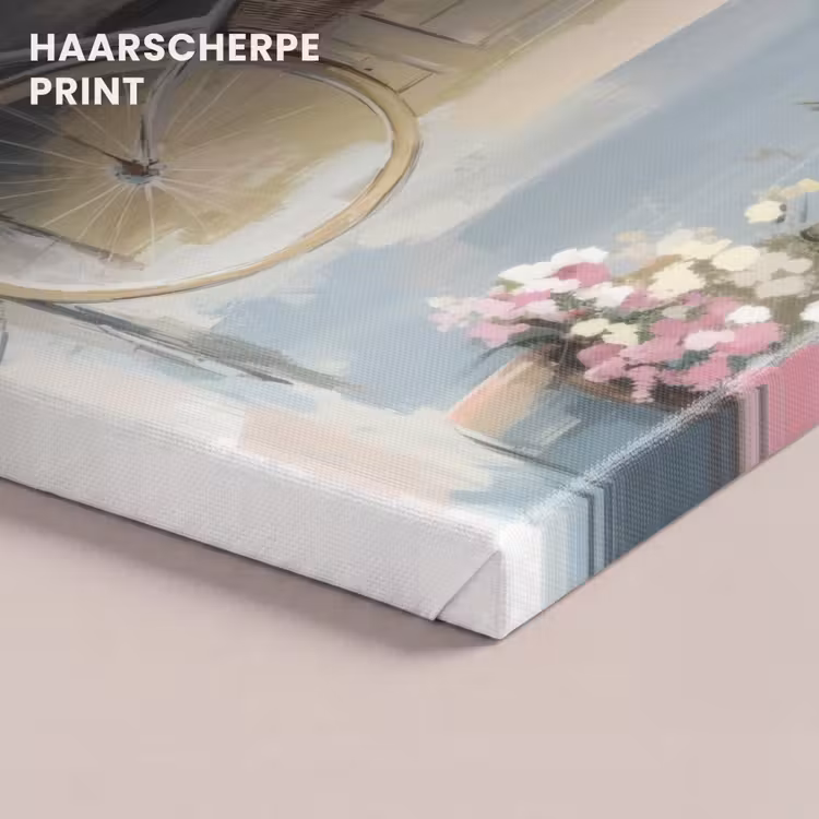 Canvas schilderij - Fiets - Pastelkleuren - Bloemen — 5