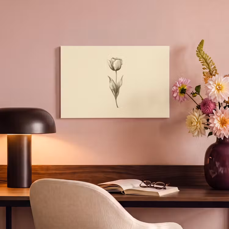 Canvas schilderij - Illustratie - Tulp - Zwart — 6