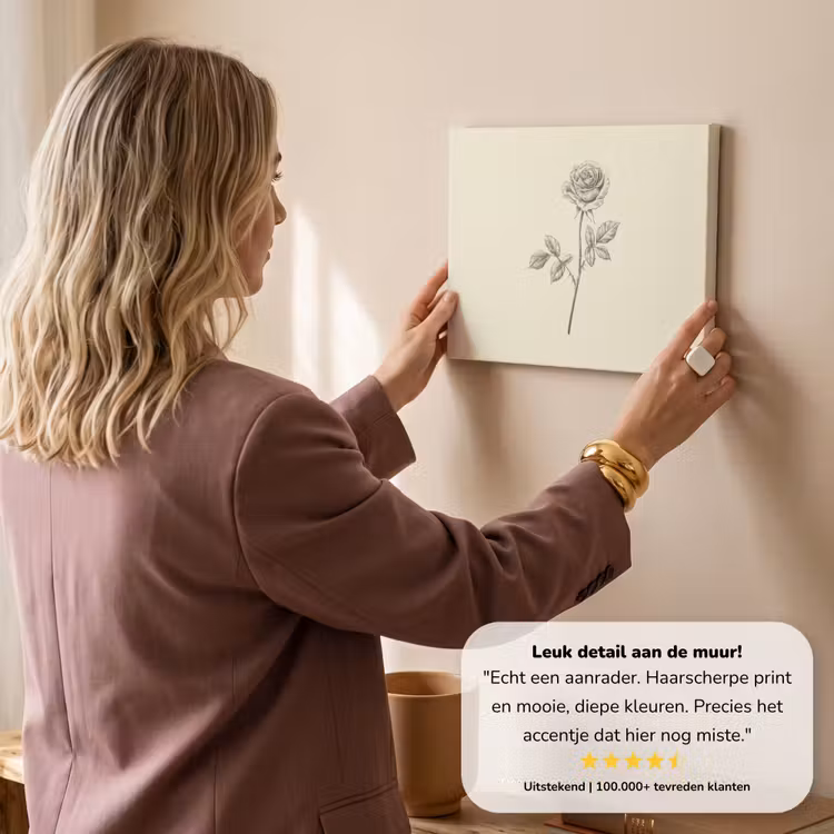 Canvas schilderij - Illustratie - Zwart - Roos — 3