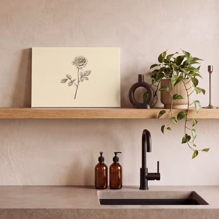 Canvas schilderij - Illustratie - Zwart - Roos — 4
