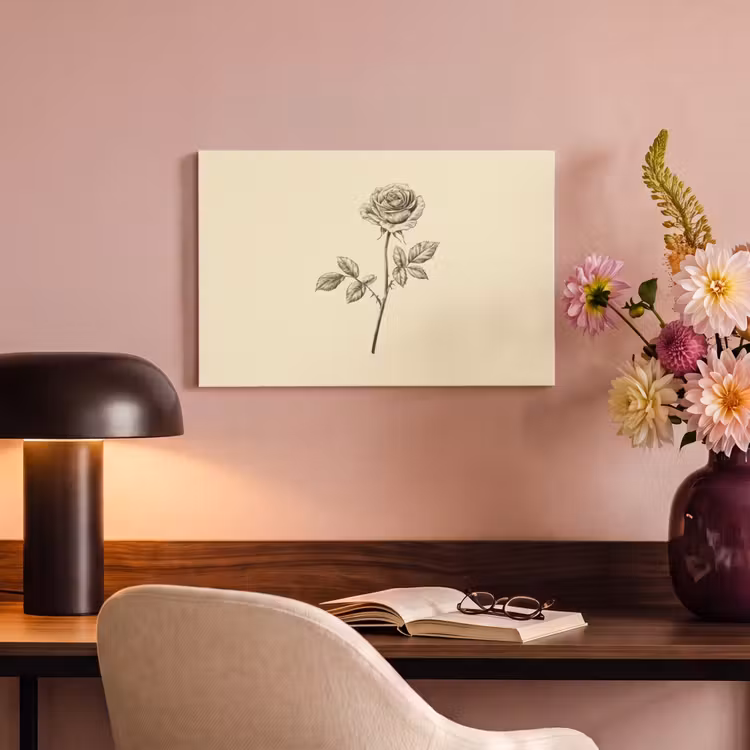 Canvas schilderij - Illustratie - Zwart - Roos — 6