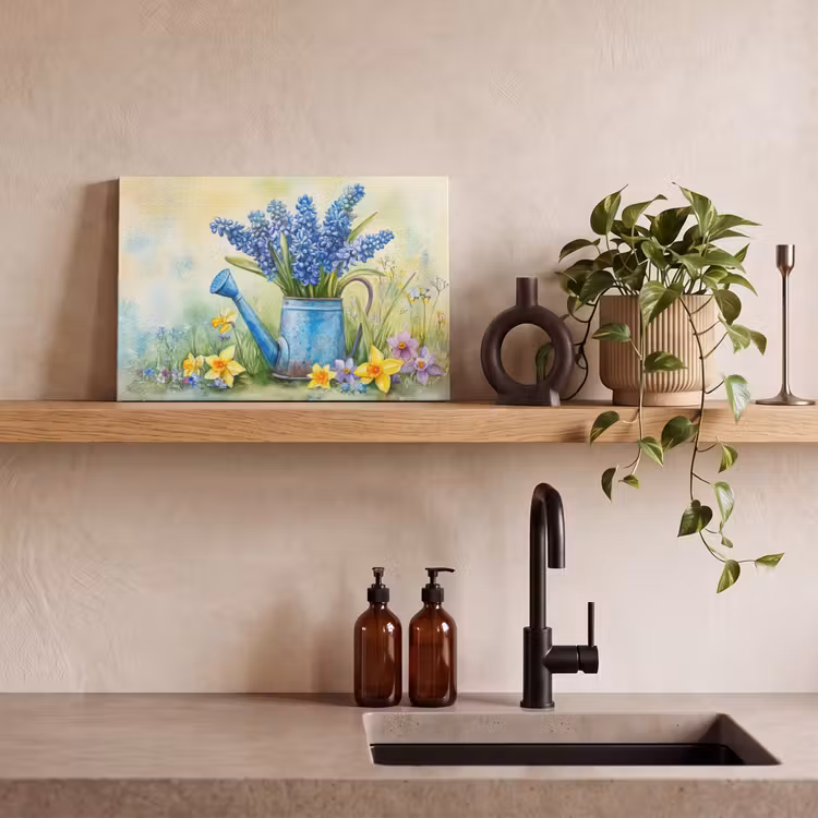 Canvas schilderij - Gieter - Lavendel - Bloesems — 4