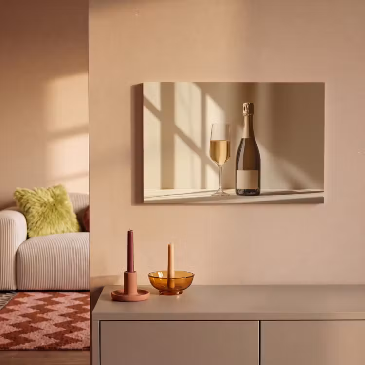 Canvas schilderij - Champagne - Beige - Schaduw - Bubbels — 2