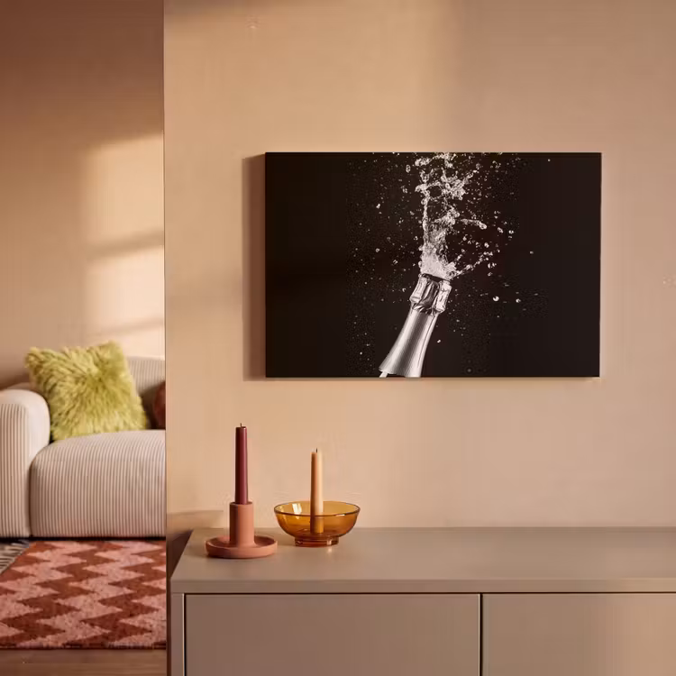 Canvas schilderij - Champagne - Zwart - Spetters - Popping — 2