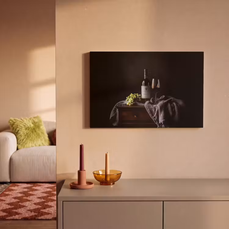 Canvas schilderij - Druiven - Wijn - Rood - Tafel — 2