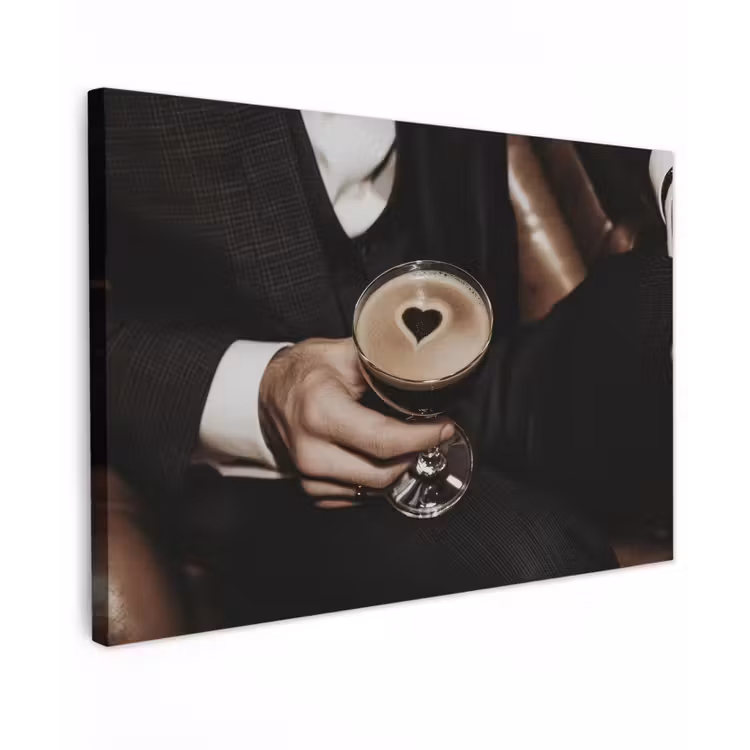 Canvas schilderij - Hartje - Cocktail - Espresso Martini - Hand — 1