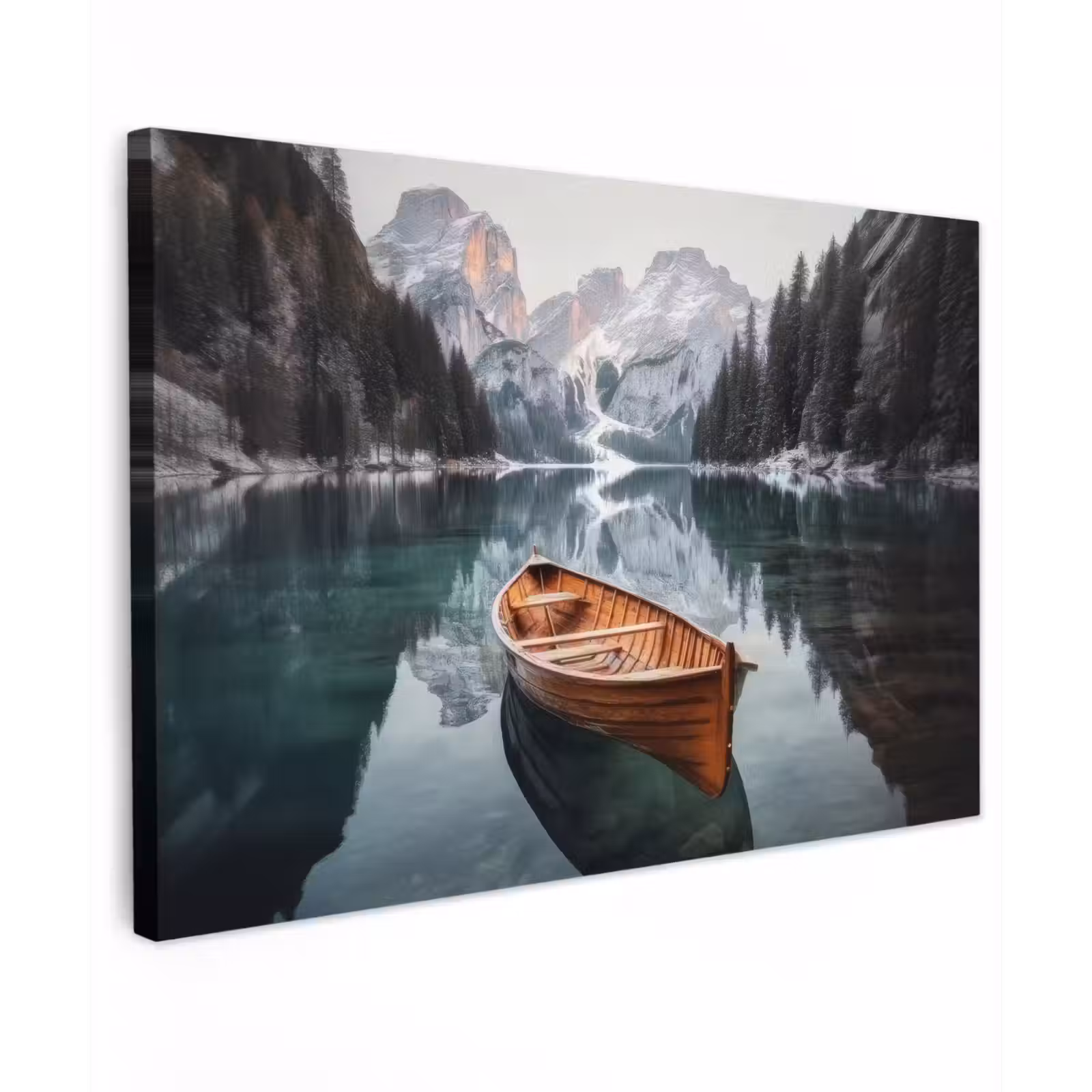 Canvas schilderij - Boot - Bergen - Natuur - Water — 1
