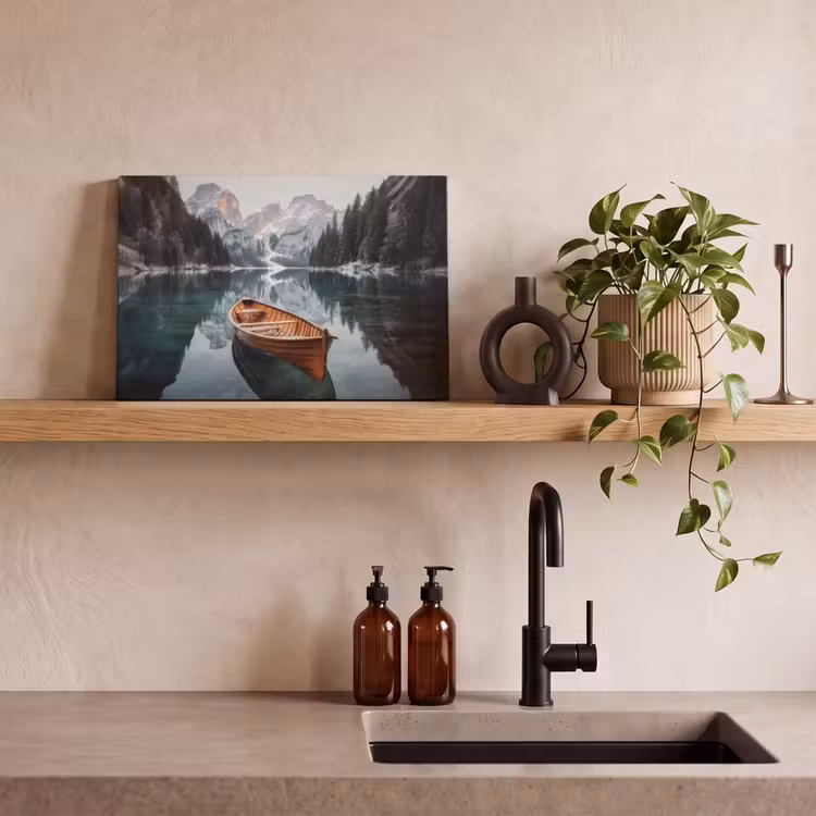 Canvas schilderij - Boot - Bergen - Natuur - Water — 4