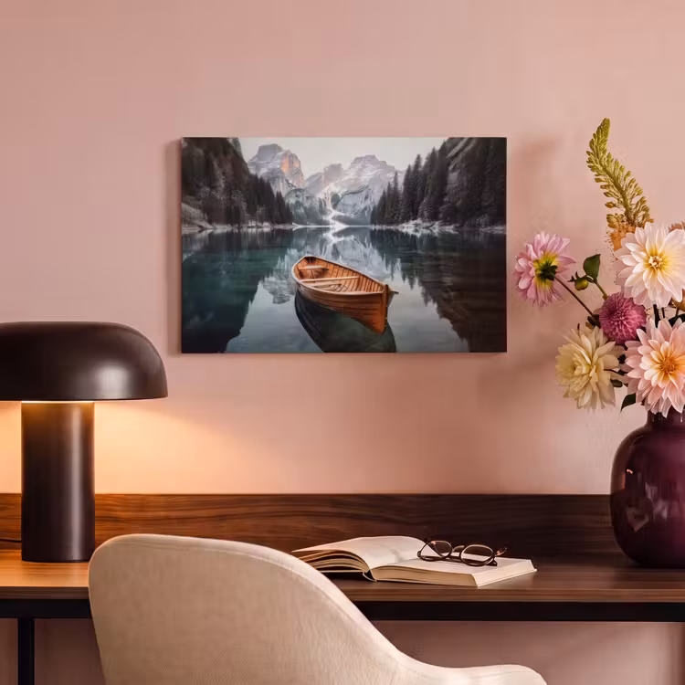 Canvas schilderij - Boot - Bergen - Natuur - Water — 6