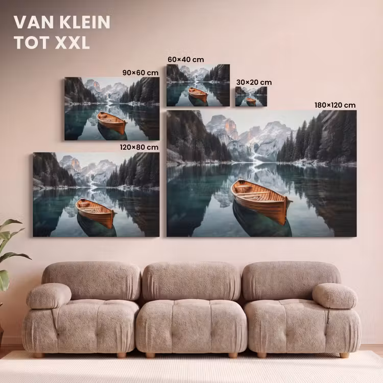Canvas schilderij - Boot - Bergen - Natuur - Water — 8