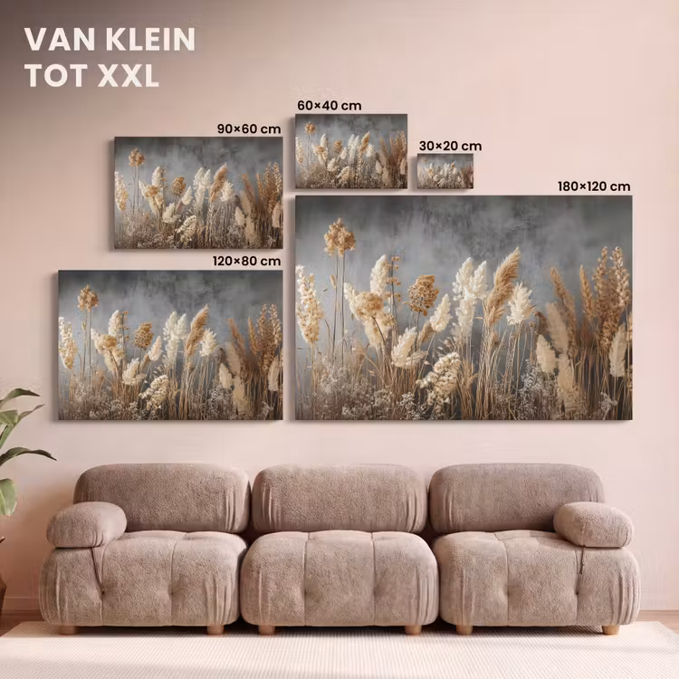 Canvas schilderij - Gedroogde Veldbloemen - Grijs - Beton — 8