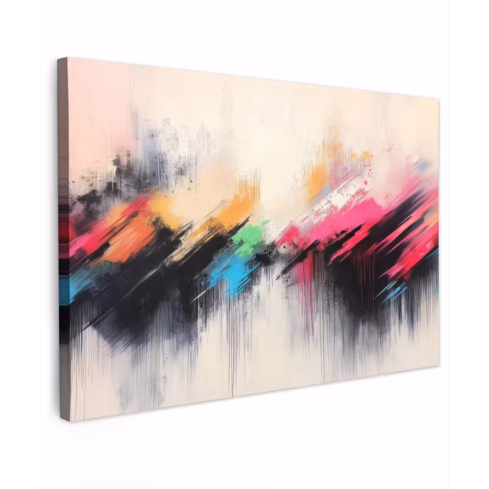 Canvas schilderij - Dynamisch - Abstract - Kleurrijk - Zwart — 1