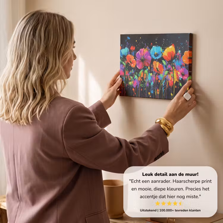 Canvas schilderij - Bloemen - Kleurrijk - Spetters — 3