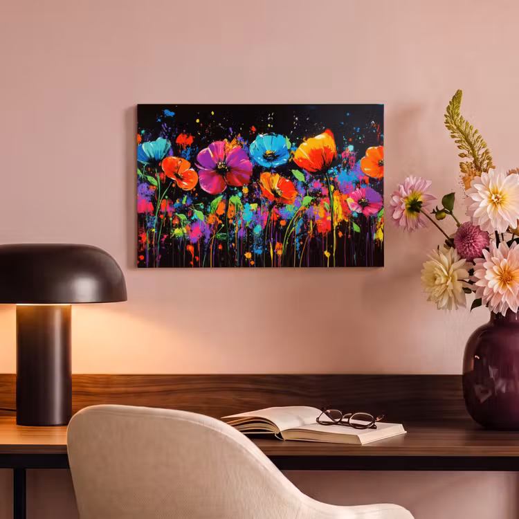 Canvas schilderij - Bloemen - Kleurrijk - Spetters — 6