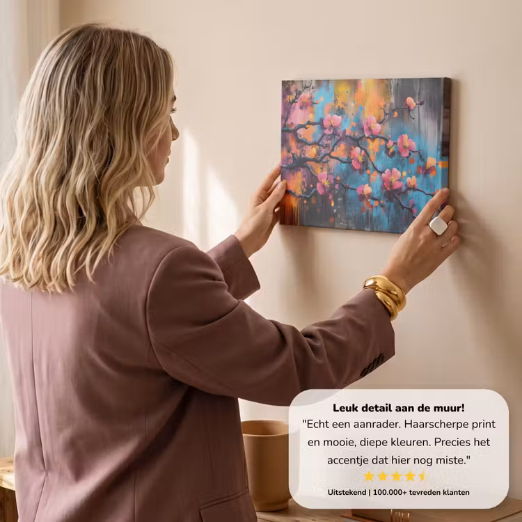 Canvas schilderij - Bloemen - Tak - Abstract - Roze — 3
