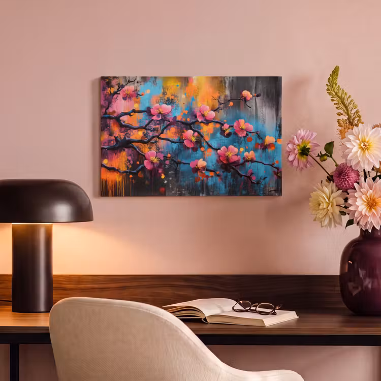 Canvas schilderij - Bloemen - Tak - Abstract - Roze — 6