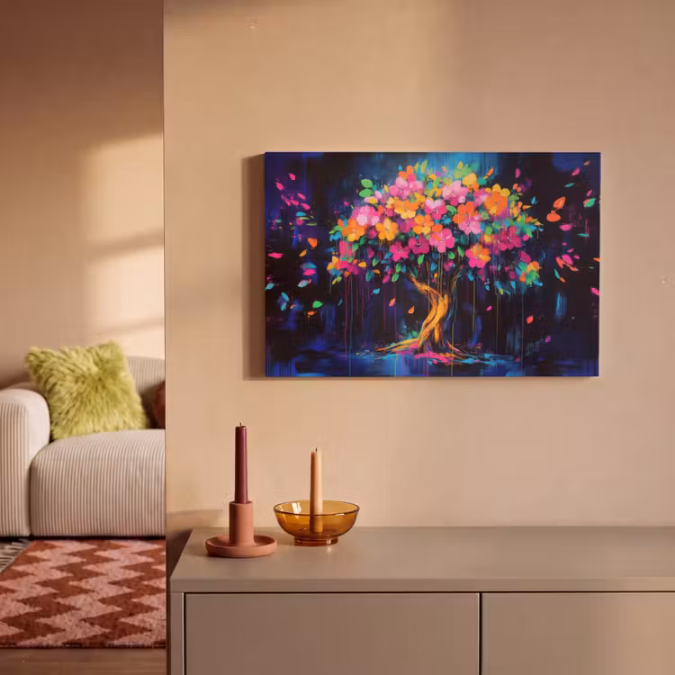 Canvas schilderij - Boom - Bloemen - Magisch - Gekleurde — 2