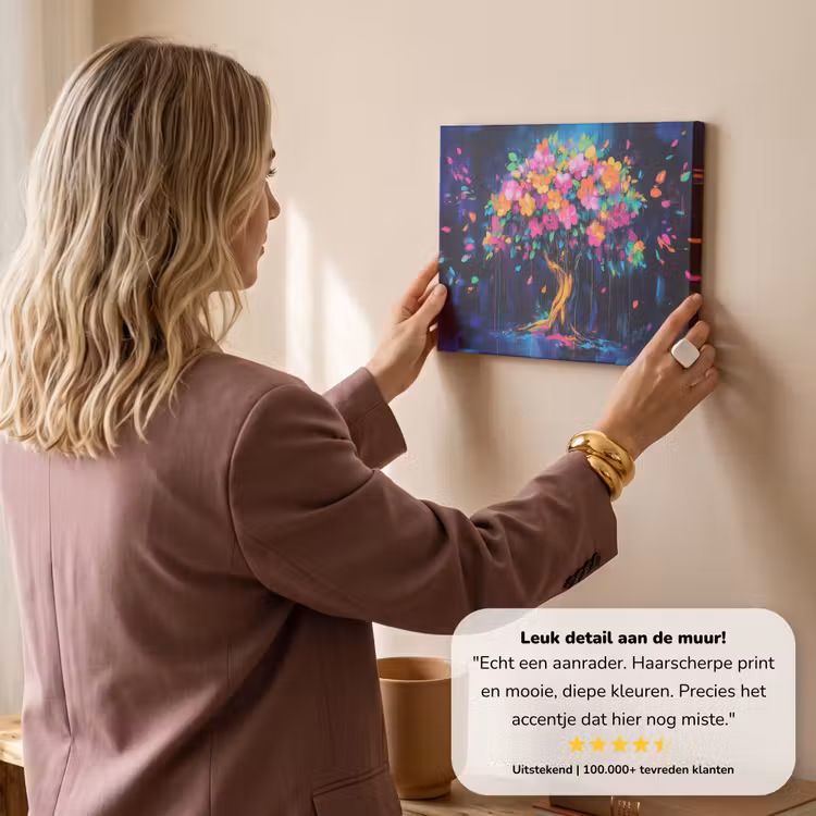 Canvas schilderij - Boom - Bloemen - Magisch - Gekleurde — 3
