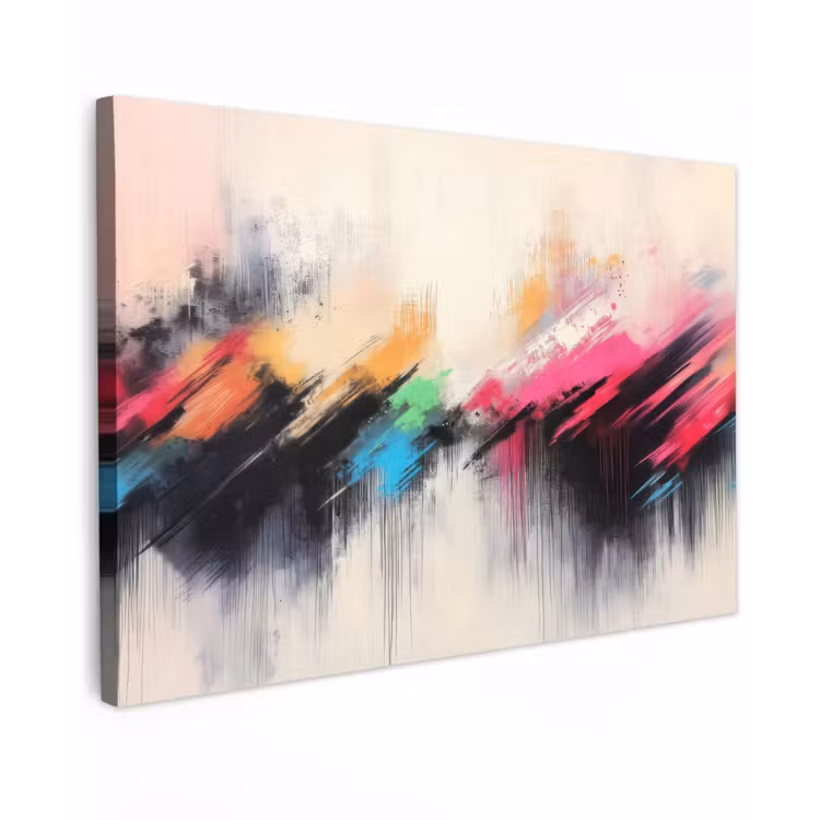 Canvas schilderij - Dynamisch - Abstract - Kleurrijk - Zwart — 1