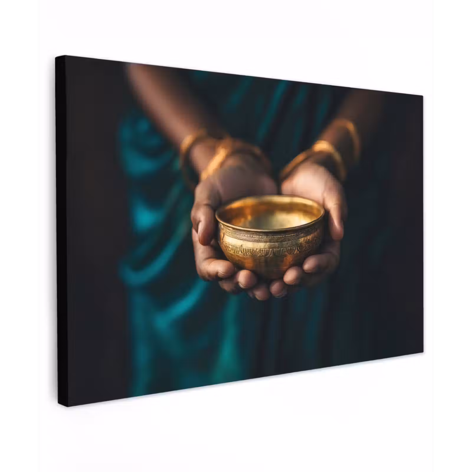 Canvas schilderij - Goud - Kom - Blauw — 1