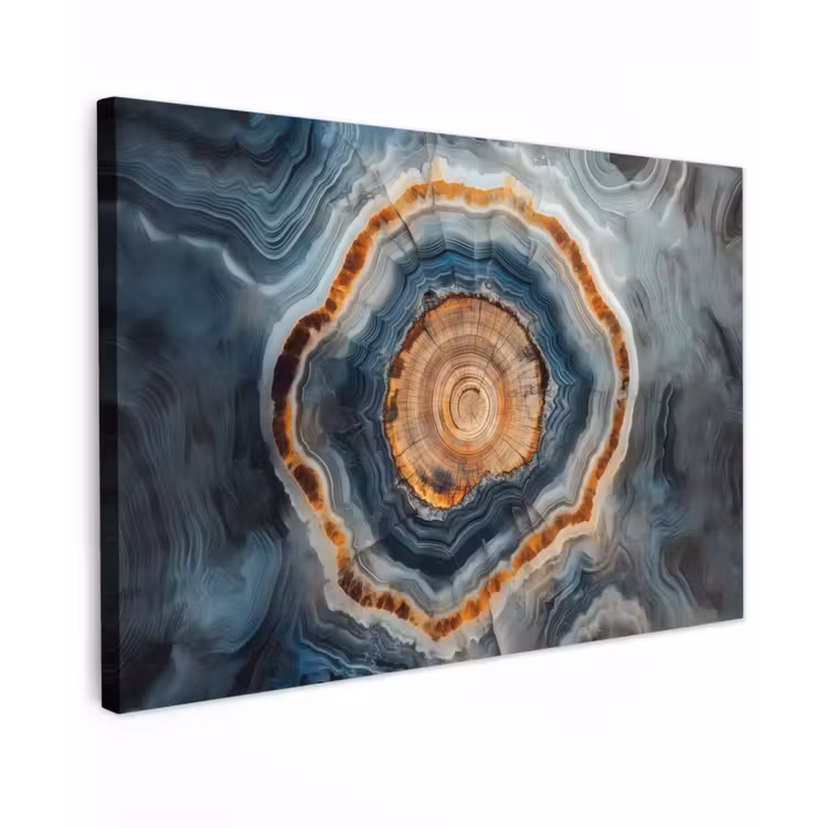 Canvas schilderij - Cirkel - Ringen - Steen - Tinten — 1