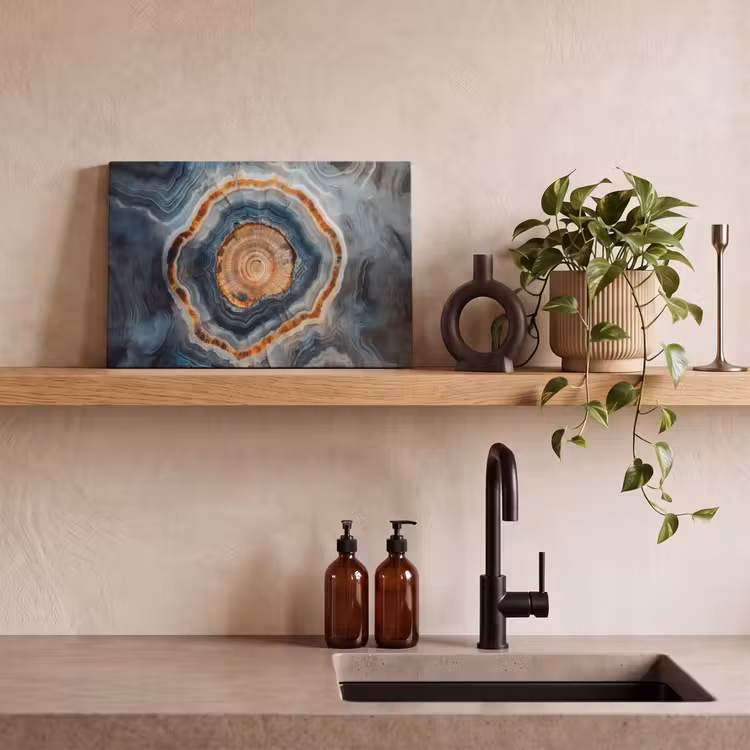 Canvas schilderij - Cirkel - Ringen - Steen - Tinten — 4